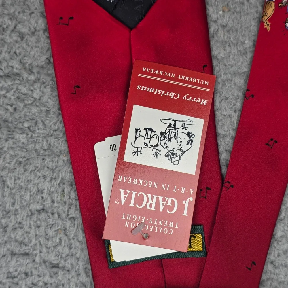 J. Garcia‎ Christmas Silk Tie Mens OS Red Reindeer Guitarist Collection 32 NWT